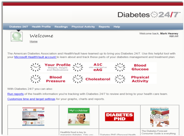 American Diabetes Association 'Diabetes 24/7' Screenshot